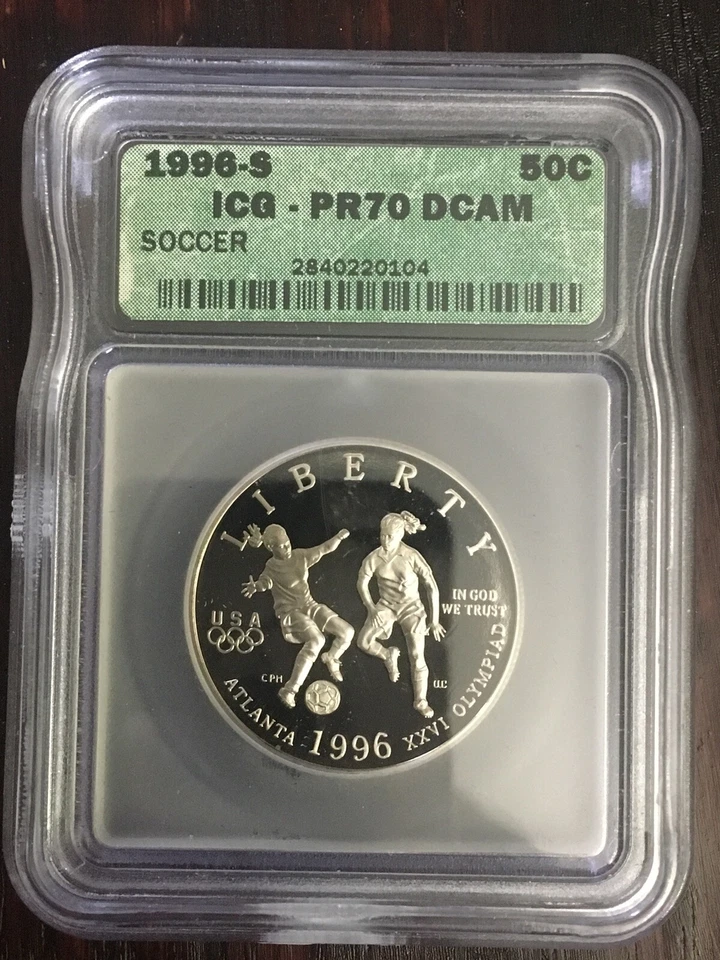 1996 S 50C Atlanta Olympic Soccer Proof Half Dollar ICG PR70 PF70 DCAM - Image 1 of 4