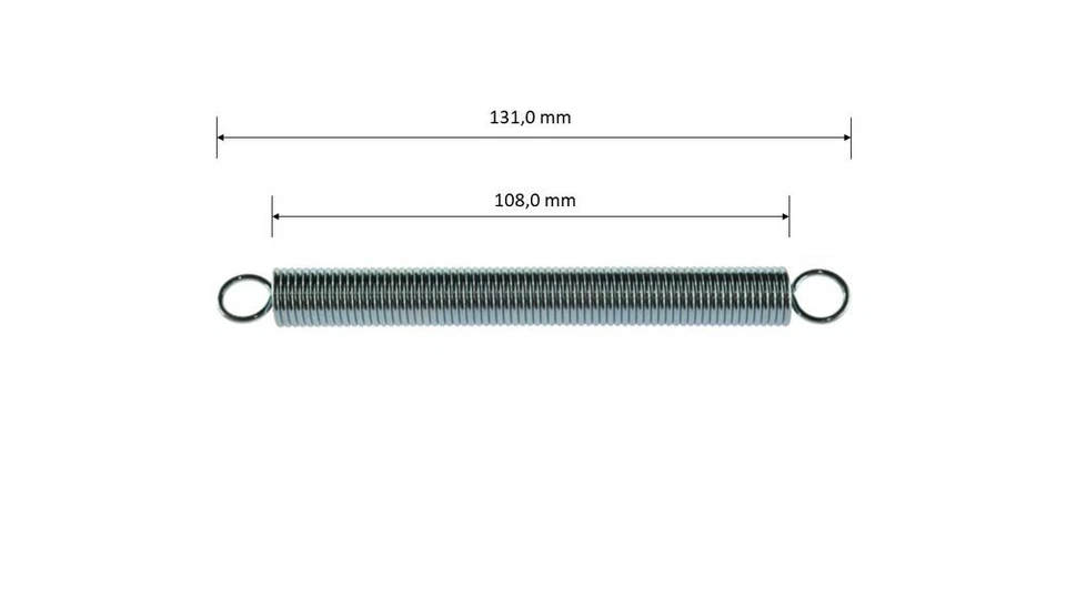 KEEP-RACING® 6 x Zugfeder, 132mm lang, silber verzinkt
