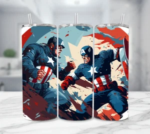 Vaso Capitán América de 20 oz con pajita de metal de acero inoxidable Marvel Old Vs nuevo - Imagen 1 de 4