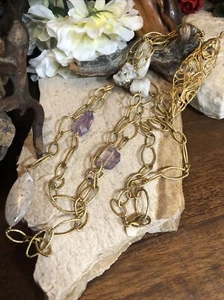 23. Alexis Bittar Elements Multi Stone Crystals Double Strand Chain Necklace 42" - Picture 1 of 12