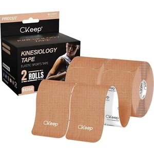 2 BEIGE KINESIOLOGY TAPE COTTON ELASTIC WATERPROOF FOR MUSCLE SUPPORT RELIEF - Picture 1 of 10