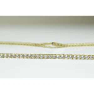 YELLOW GOLD FINISH Created Diamond 18 Inch Round Cut Tennis Chain - Picture 1 of 5