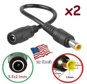 2-Pack 9"/23cm DC Power 5.5x2.1mm (F) to 6.0x4.4mm (M) Converter Cables (DC6044) - Picture 1 of 6