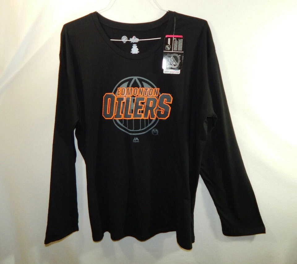 NWT Edmonton Oilers NHL Hockey Long Sleeve Shirt Majestic Womens Plus 1X XL - Image 1 of 4