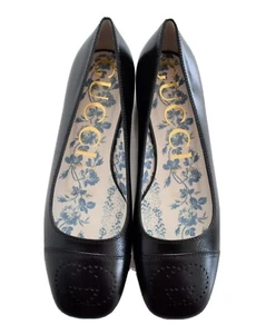 Autentiche scarpe basse GUCCI in pelle nera INTERLOCKING G BALLET taglia 37,5 - Foto 1 di 9
