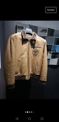 Veste Teddy Chevignon Vintage Taille L Cuir Véritable Fabriqué en Corée - Photo 1/4