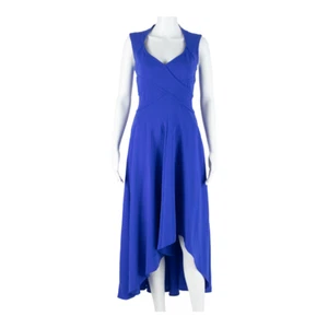 KAREN MILLEN Womens Day Dress Blue Sleeveless Hi-Low UK 8 - Picture 1 of 3