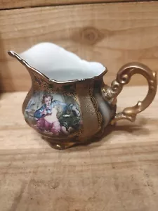 Vintage Hertel Jacob Bavaria Germany, Black And Gold Creamer - Picture 1 of 10