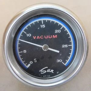 Sun Early Vacuum Gauge, 2 5/8" Dia., Good Color, Blue Face, No Hardware - Picture 1 of 2
