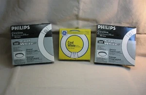 2 Phillips 8” 22W & 1 GE 6” 20W Cool White Circline Bulbs - Picture 1 of 6