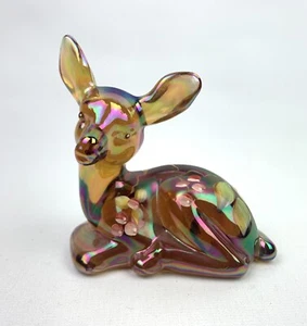 Fenton Deer Doe Merigold carnival handpainted 100 years anniversary 2005 signed - Picture 1 of 7