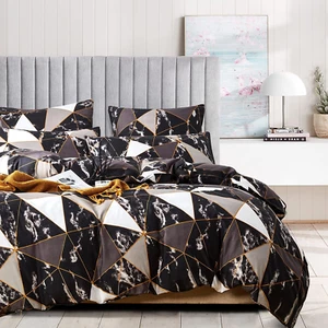 Bettwäsche 135X200 Dreiecke Schwarz Grau Anthrazit Weiß Gold Bettbezug Set Geome - Bild 1 von 7