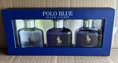 Polo Azul Ralph Lauren 3 piezas Set de Regalo para Hombres 3 x 1.36 OZ 40 ml cada uno Nuevo En Caja Foto 1 de 2