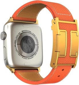 Designer Echt Leder Armband kompatibel mit Apple Watch Ultra/Se/Series 10/9/8 - Bild 1 von 8