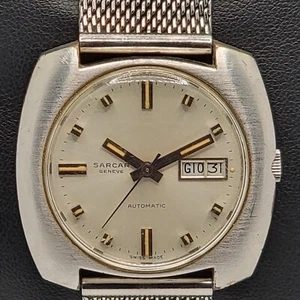 Mens Sarcar Geneve Automatic Swiss Made Silver Tone Watch L8 - Picture 1 of 11