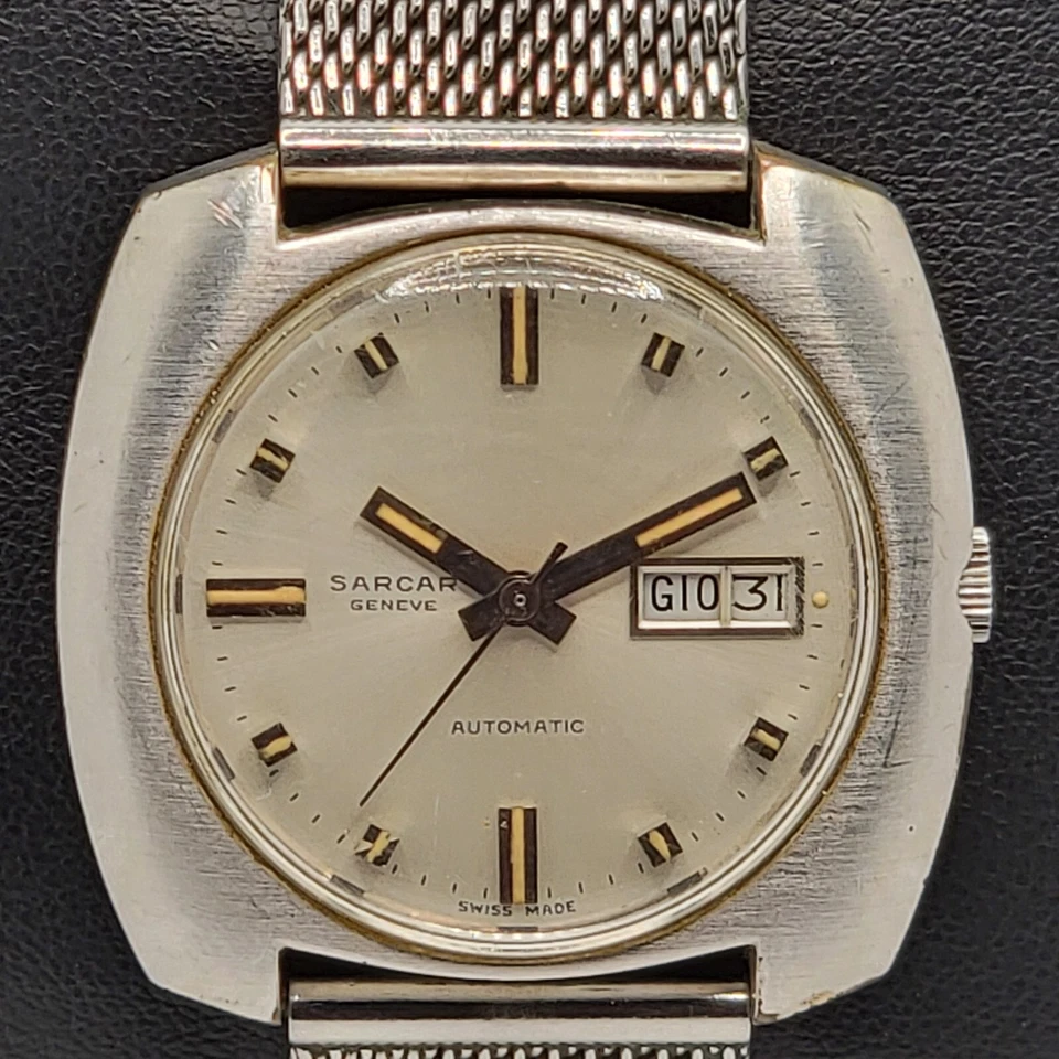 Reloj Hombre Sarcar Geneve Automático Hecho en Suiza Tono Plata L8 Foto 1 de 4