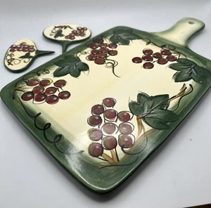 Vintage Ceramic Porcelain Charcuterie Cheese Board Server Grapes Design - Picture 1 of 6