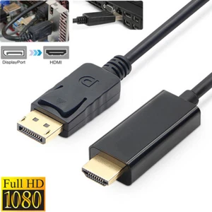 Displayport to HDMI Cable 6FT Male to Male Cord Converter for PCs to HDTV, Monit - Picture 1 of 11