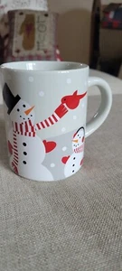 Crate & Barrel Holiday Snowman 12 Unzen grau Becher Joan Anderson 2017 Sammlerstück - Bild 1 von 3