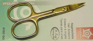 Pfeilring Nagelschere Solingen gebogen vergoldet 4160 G Neu - Bild 1 von 1