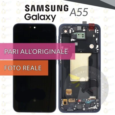DISPLAY SAMSUNG GALAXY A55 SM-A556 SCHERMO OLED FRAME NERO VETRO PARI ORIGINALE