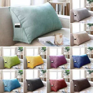 Sofa Triangle Back Cushion Cover Soft Fleece Bed Headboard Backrest Pillow Case - Picture 1 of 22
