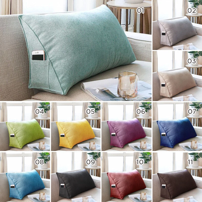 Sofa Triangle Back Cushion Cover Soft Fleece Bed Headboard Backrest Pillow Case - Image 1 of 4