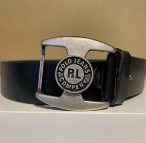 Vintage Ralph Lauren Polo Jeans Company Leather Black Belt Size 36 - Picture 1 of 16