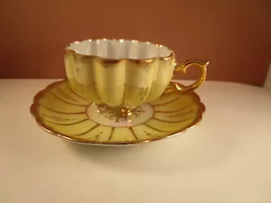 Tazza da tè e piattino vintage Royal Sealy Cina Giappone pergamena oro giallo - Foto 1 di 13