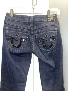 True Religion Women's Disco Joey Jeans, Black Sequin/ Crystal Accents, Size 26 - Picture 1 of 12