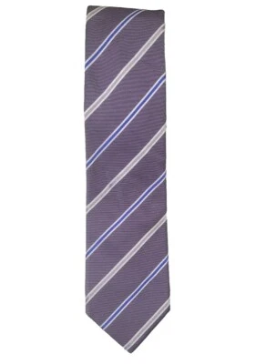 Corbata de cuello Hugo Boss para hombre azul púrpura blanco/lila a rayas - Hecha en Italia.  51 Foto 1 de 4