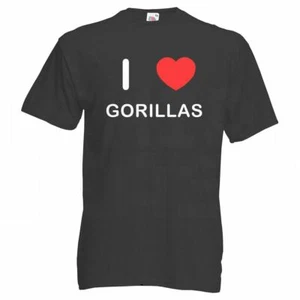 Gorillas I Love T Shirt Tee Adult Crew Neck Short Sleeved - Picture 1 of 34