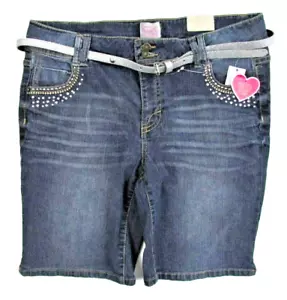 Canyon River Blues Jeans Shorts Girls Size 14 Plus Stretch Belt Embellished - Picture 1 of 4