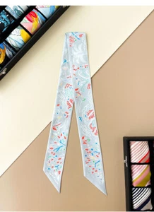 Quality 18 Momme Twill Silk Scarf Ribbon River Birds Necktie Headband 33"*2" - Picture 1 of 26