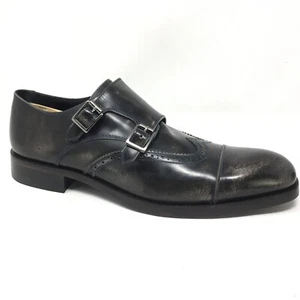 NEW Donald J Pliner Ziggy Monk Strap Loafers Shoes Men's Size 9 Black Gray - Picture 1 of 10