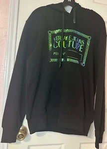 Versace Jeans Couture Piece N Metallic Logo Hoodie Größe S schwarz grün 450 $ - Bild 1 von 11