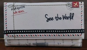 Cartera clutch de viaje See The World Air Mail pasaporte porta documentos Miamica - Imagen 1 de 4