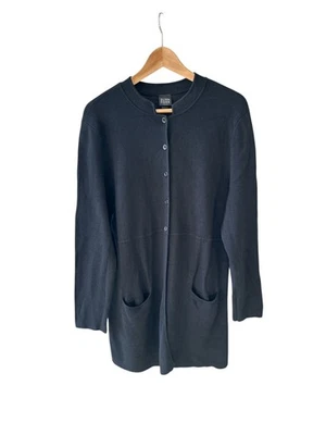 Abrigo para mujer Eileen Fisher 1X cárdigan de algodón de seda negro liso carrera clásica Foto 1 de 4