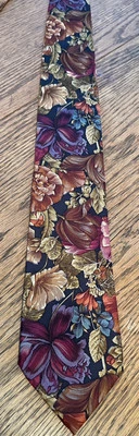 Corbata para hombre Paul Simon seda floral oscura 100 % seda italiana  Foto 1 de 4