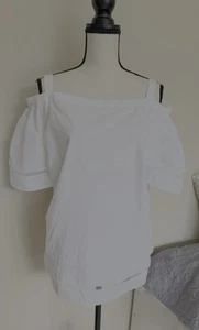 Lauren Ralph Lauren Plus Size 1X White Peasant Top Blouse Off Cold Shoulder - Picture 1 of 11