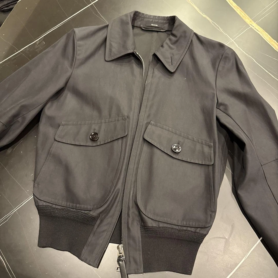 Chaqueta de Vuelo Tom Ford MA 1 Bombardero Para Hombres Negra Talla 44 Bolsillo con Cremallera Usada Auténtica JAPÓN Foto 1 de 4