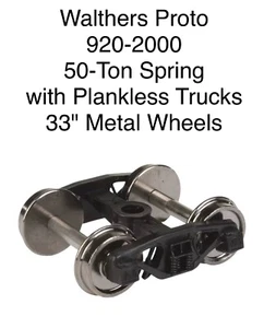 Walthers Proto HO 50-Ton Spring Plankless Trucks w/33" Metal Wheels 1PR 920-2000 - Picture 1 of 3