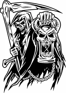 Grim Reaper Scythe Skull Light Car Truck Window Vinyl Decal Sticker - Picture 1 of 2