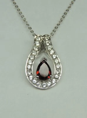 Nobile 1,10 Carati Granato Topazio Bianco Rimorchio 925 Collana IN Argento Sogno - Immagine 1 di 4