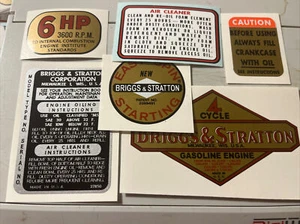 Briggs & Stratton 1961-1963 calcomanía aluminio 6 hp 140000 Early Style Set 6 - Imagen 1 de 1