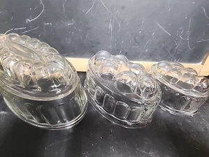 Vintage Glass Pudding Jello Jelly Mold Blancmange Aspic Lot of 3 - Picture 1 of 10