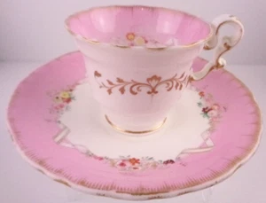 Stunning Antique 1833-47 Copeland & Garrett Pink Gold White Floral Cup & Saucer - Bild 1 von 17