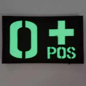 Blood Type O+ Positive Tactical REFLECT IR MILITRAY GLOW IN DARK HOOK PATCH - Picture 1 of 3
