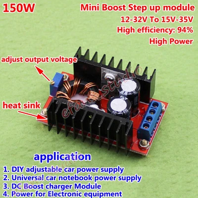 150W DC-DC Boost Step Up Converter 12V-32V to 15V-35V 24V 6A Laptop Power Supply - Image 1 of 3