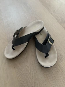 Spenco Sierra Thongs Sandals Black Slides Womens Shoes Flip Flops Comfort sz 8.5 - Picture 1 of 7
